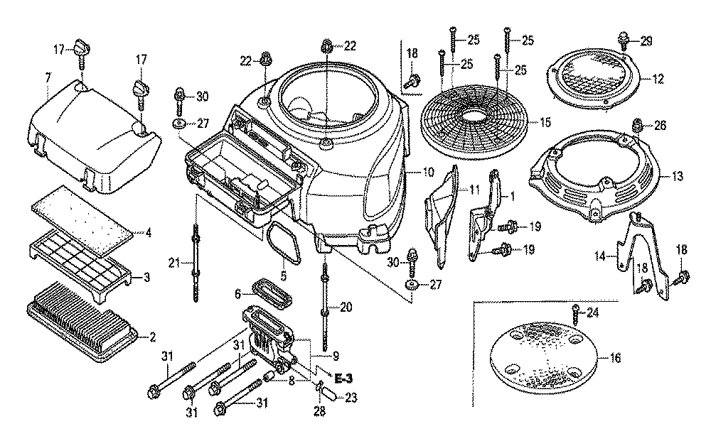 Fig-0 Diagram and Parts List for GXV530 Type SXE2 Honda Engine