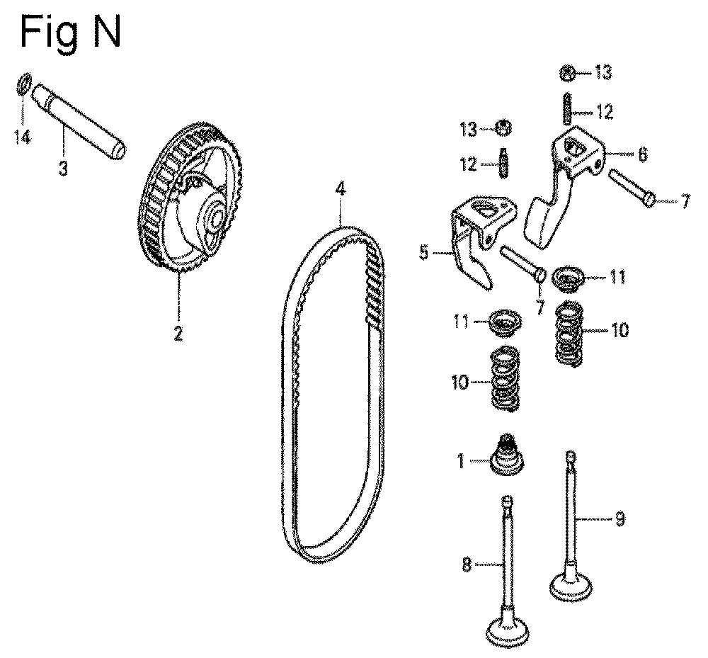 Fig-14 Diagram and Parts List for GS190A Type VXU Honda Engine