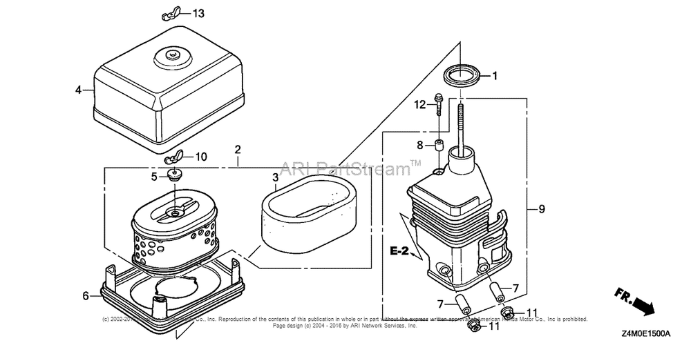 Air Cleaner (1) Diagram and Parts List for GX160RT1 (typeRHG4)(GCAFT-1000001) Honda Engine