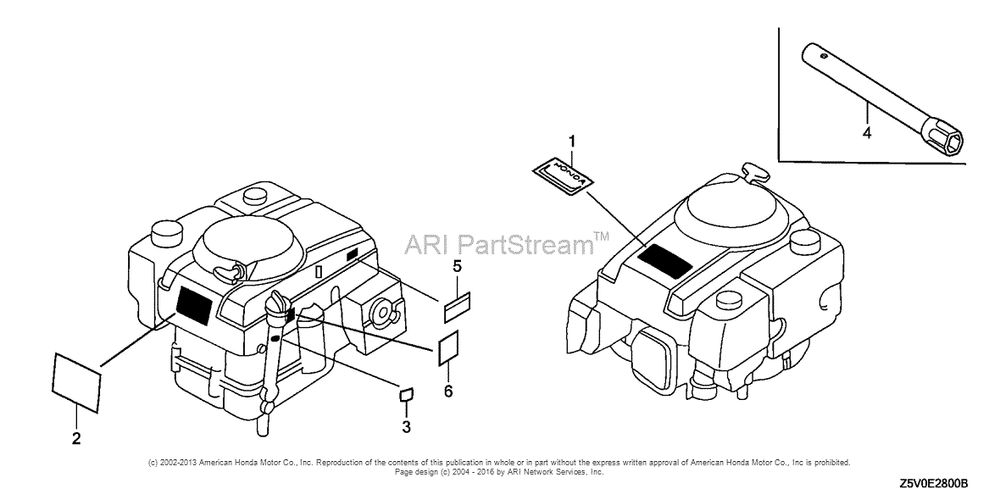 Label Diagram and Parts List for GXV390RT1 (typeDCST)(GJADT-1000001) Honda Engine
