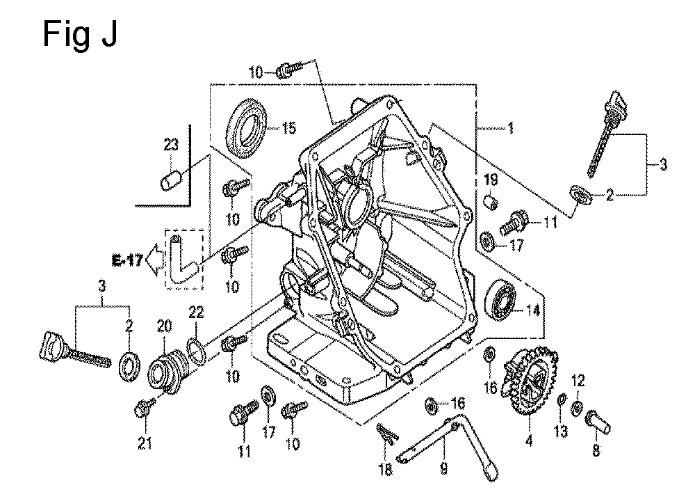 Fig-10 Diagram and Parts List for GC135 Type SHE6 Honda Engine