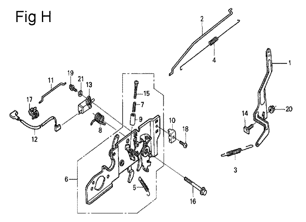Fig-8 Diagram and Parts List for GSV190A Type N2G7 Honda Engine