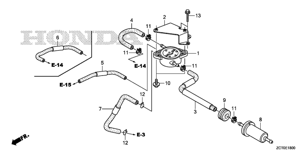 Fuel Pump Diagram and Parts List for GXV690RHX (Type TAF3)(GJAEH-2000001-9999999) Honda Engine