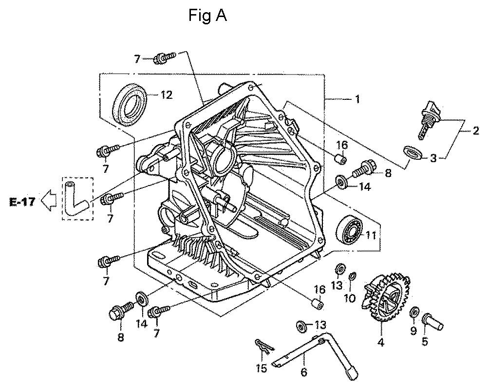 Fig-1 Diagram and Parts List for GS160LA Type QHAF Honda Engine