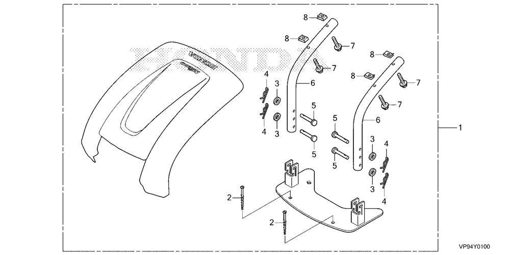 Station Roof Diagram and Parts List for HRM3000K1 (Type  A)(MBFF-1000001 - 9999999) Honda Lawn Mower