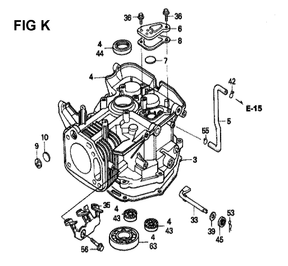 Fig-4 Diagram and Parts List for GXV340K1 Type DA4 Honda Engine
