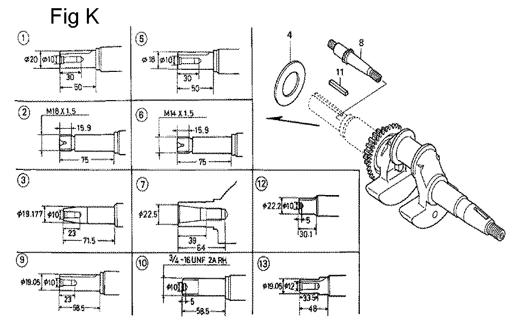 Fig-11 Diagram and Parts List for GC160 Type SHJ Honda Engine