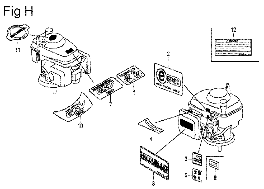 Fig-8 Diagram and Parts List for GSV190A Type A2G7 Honda Engine