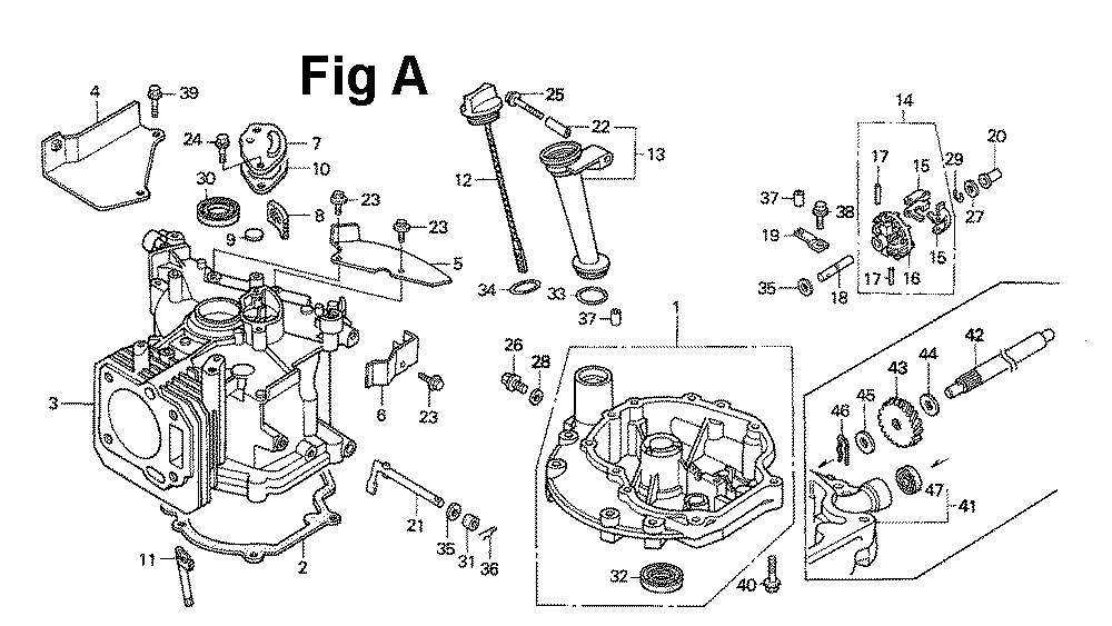 Fig-7 Diagram and Parts List for GXV140 Type A1 Honda Engine