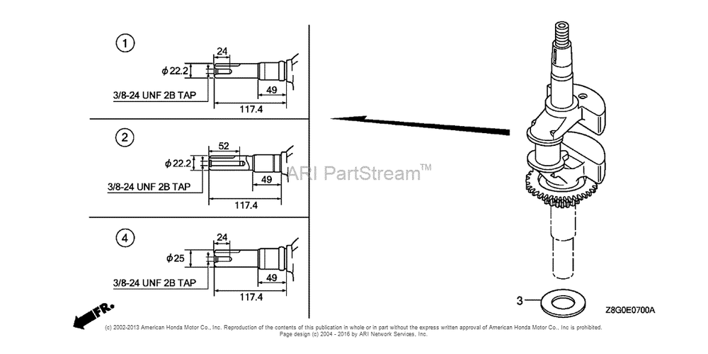 Crankshaft Diagram and Parts List for GCV160LE (typeN7A1)(GJAAE-2075803) Honda Engine