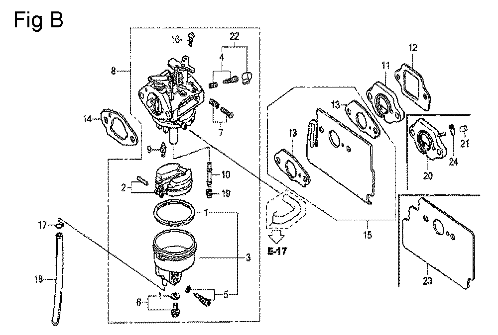 Fig-2 Diagram and Parts List for GC160 Type QHU Honda Engine