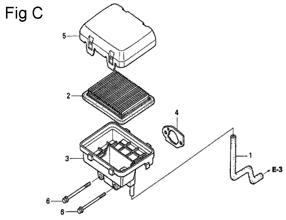 Fig-3 Diagram and Parts List for GC190A Type SHE6 Honda Engine