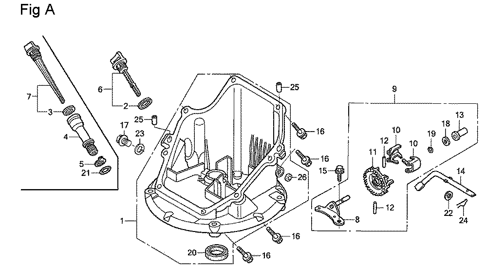 Fig-1 Diagram and Parts List for GSV190A Type N5AF Honda Engine
