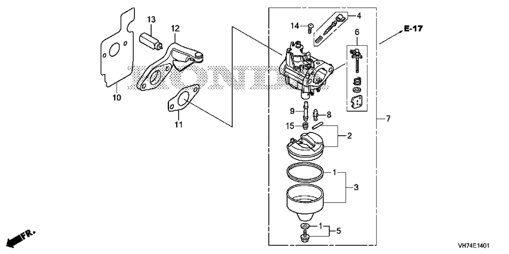 Carburetor (Hrx217k6) Diagram and Parts List for HRX217K6 (Type  HYA)(MAMA-1000001 - 9999999) Honda Lawn Mower
