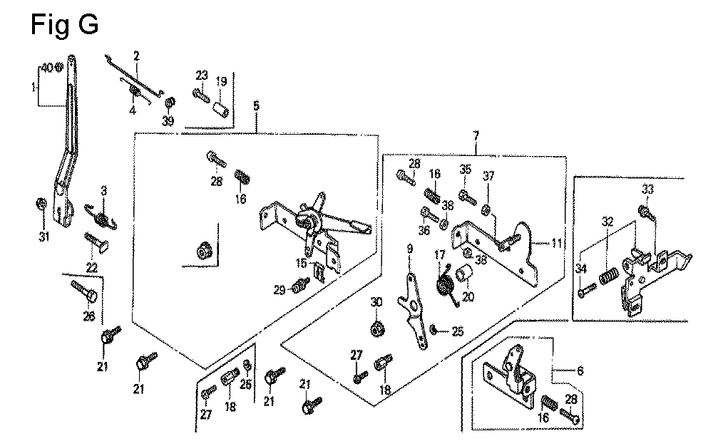 Fig-7 Diagram and Parts List for G100K1 Type ST Honda Engine