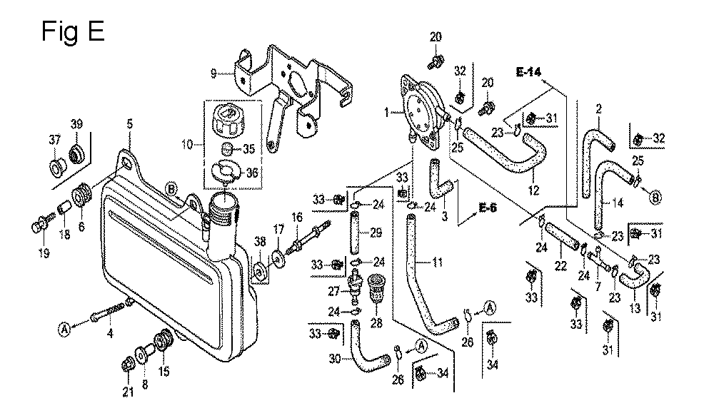Fig-5 Diagram and Parts List for GC135 Type QHU Honda Engine