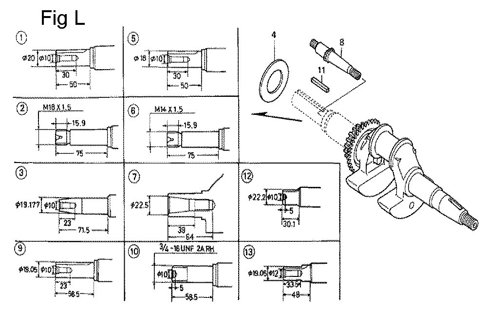 Fig-12 Diagram and Parts List for GC160A Type QHEB Honda Engine