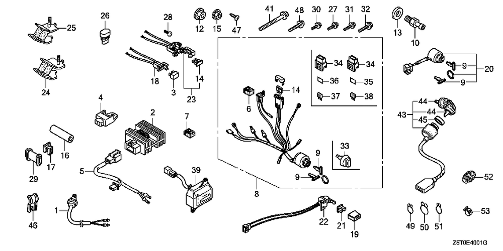 Other Parts (Combination Switch) Diagram and Parts List for GX390RT2 (Type  VCT)(GCBCT-1000001 - 2999999) Honda Engine