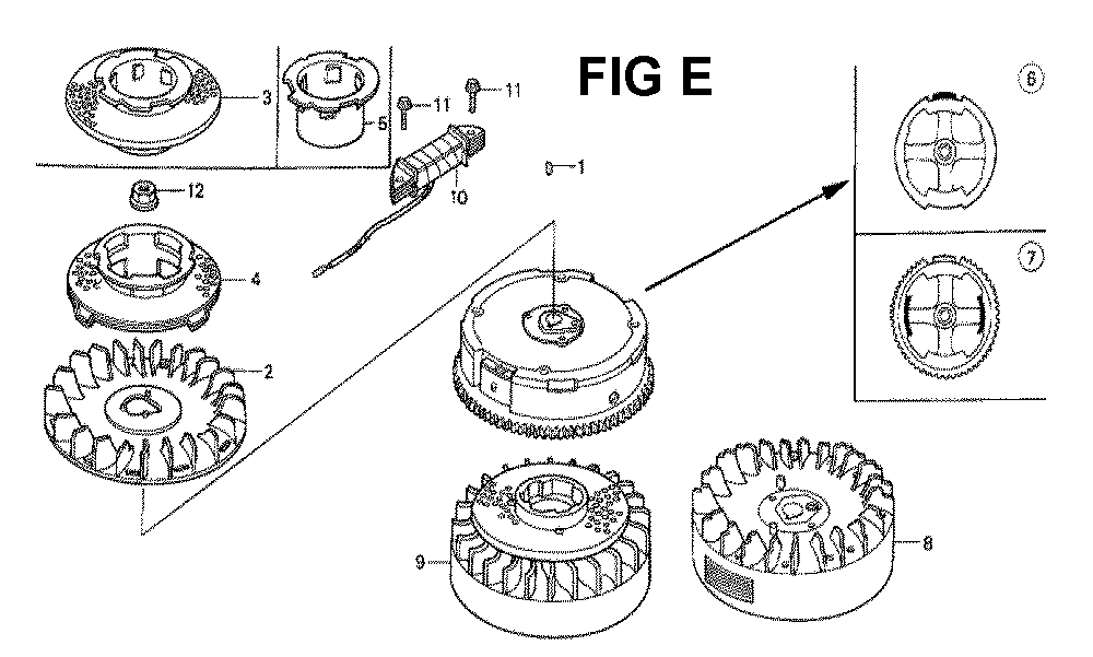 Fig-9 Diagram and Parts List for GXV160K1 Type N65 Honda Engine
