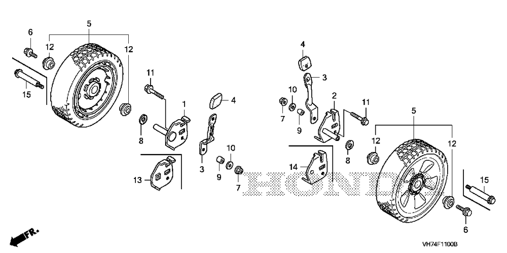 Front Wheel Diagram and Parts List for HRX217K6 (Type  HYA)(MAMA-1000001 - 9999999) Honda Lawn Mower