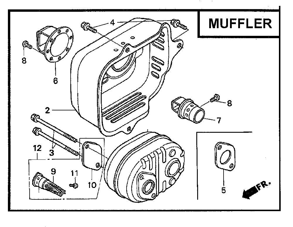 Muffler Diagram and Parts List for GCV160-LA0S3-ED  Honda Engine