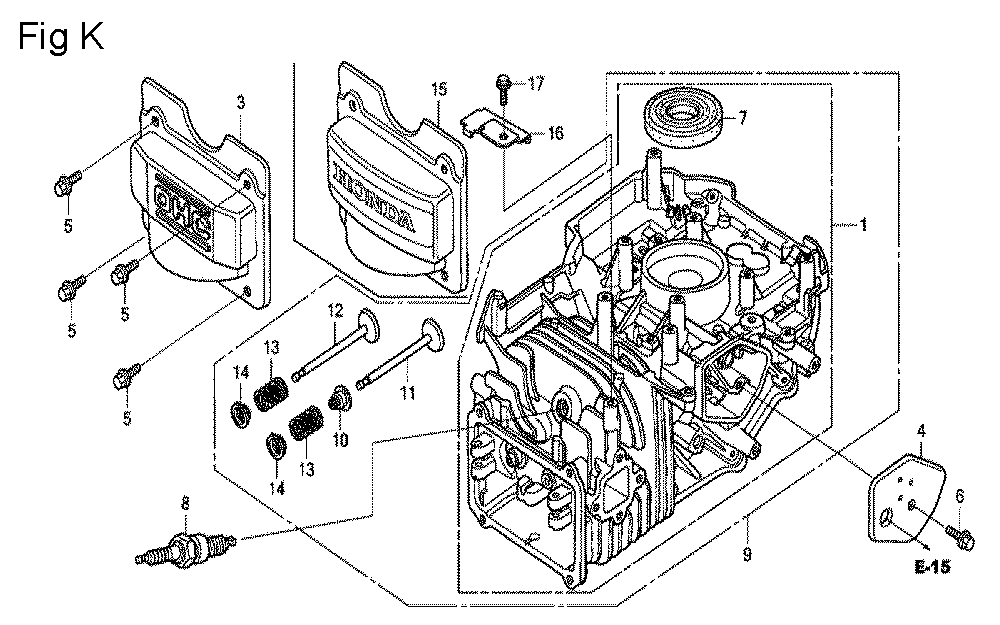 Fig-11 Diagram and Parts List for GCV160A Type E5A4 Honda Engine
