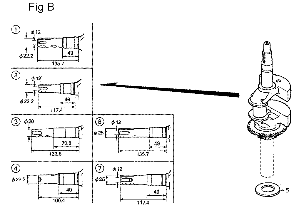 Fig-2 Diagram and Parts List for GSV190A Type N5AF Honda Engine