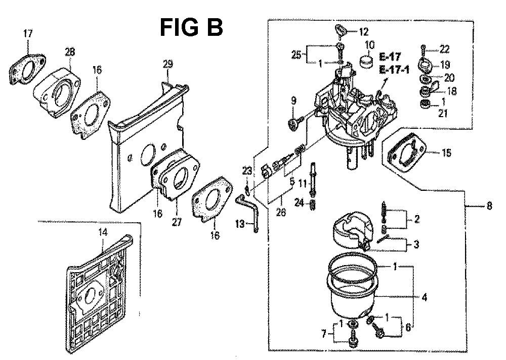 Fig-13 Diagram and Parts List for GXV340K2 Type DA2 Honda Engine