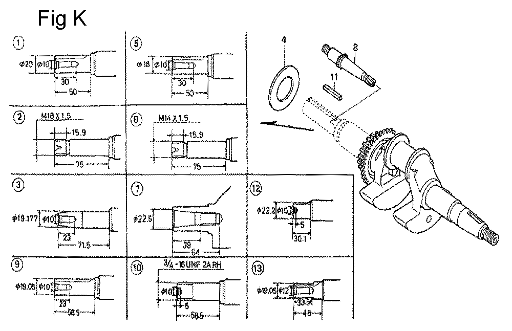 Fig-11 Diagram and Parts List for GC160 Type SHJ1 Honda Engine
