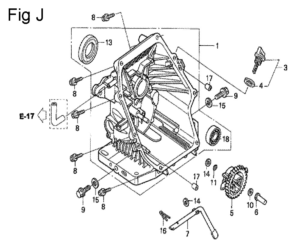 Fig-10 Diagram and Parts List for GC190A Type SHE6 Honda Engine