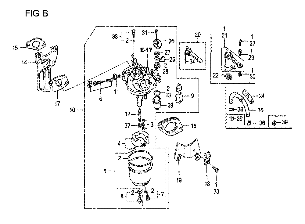 Fig-8 Diagram and Parts List for GX160U1 Type TCS2 Honda Engine