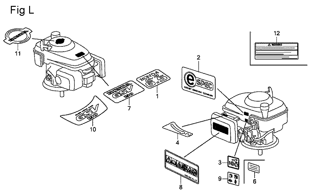 Fig-12 Diagram and Parts List for GSV190A Type N5AF Honda Engine