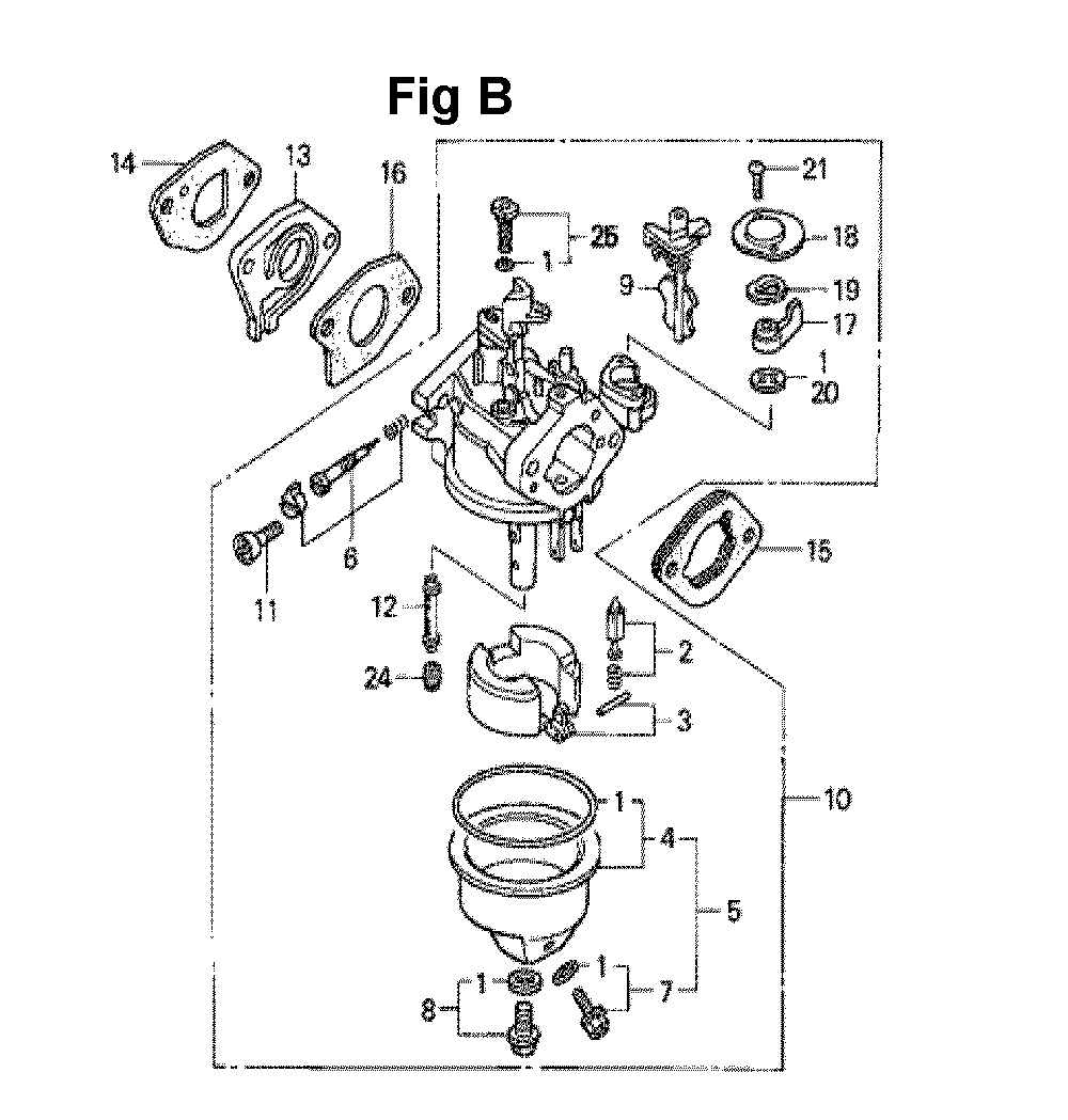 Fig-3 Diagram and Parts List for GXV140 Type N2C Honda Engine