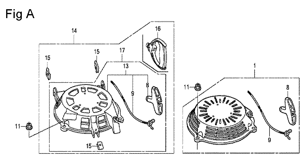 Fig-1 Diagram and Parts List for GCV160 Type A2A Honda Engine