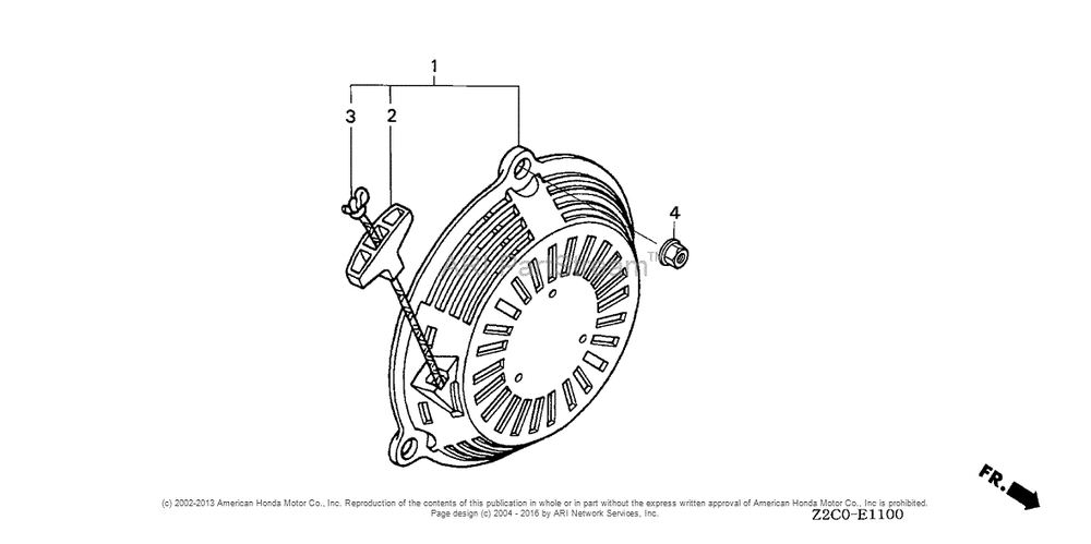 Recoil Starter Diagram and Parts List for GS190LA (typeQHAF)(GCACA-1000001) Honda Engine