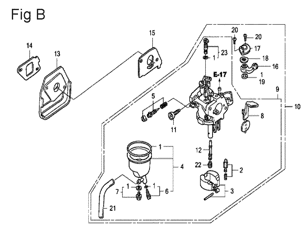 Fig-2 Diagram and Parts List for GX100U Type QAD Honda Engine