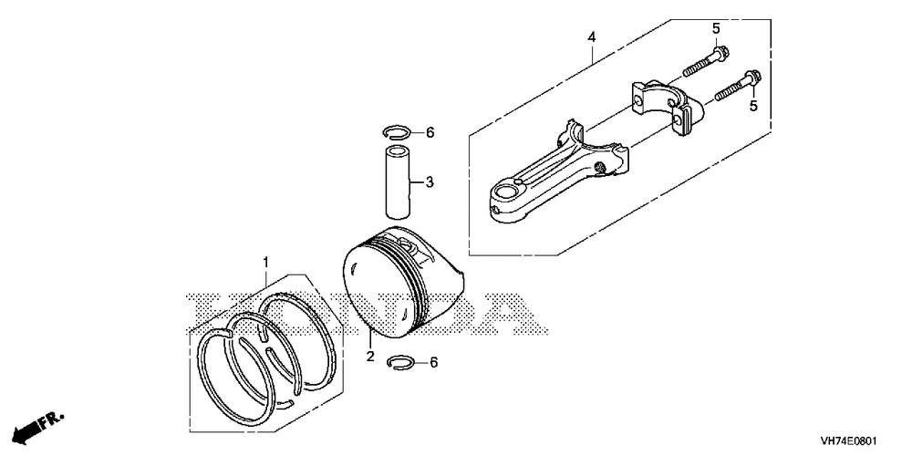 Piston-Connecting Rod (Hrx217k6) Diagram and Parts List for HRX217K6 (Type  HYA)(MAMA-1000001 - 9999999) Honda Lawn Mower