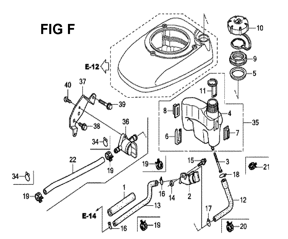 Fig-6 Diagram and Parts List for GCV190LA Type G5BR Honda Engine