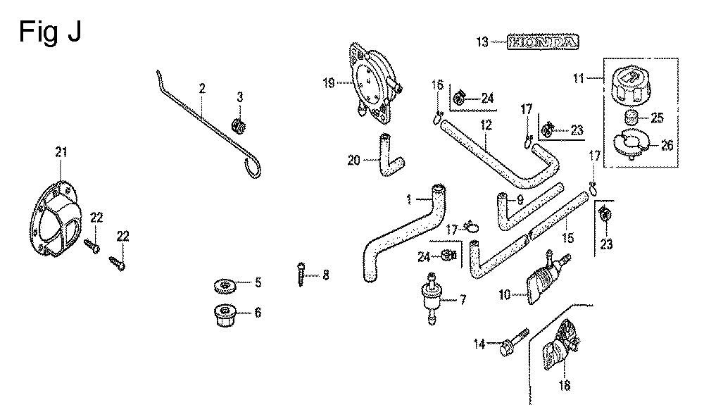 Fig-10 Diagram and Parts List for GC160A Type QFC Honda Engine