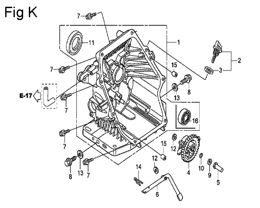 Fig-11 Diagram and Parts List for GC190LA Type QHC Honda Engine