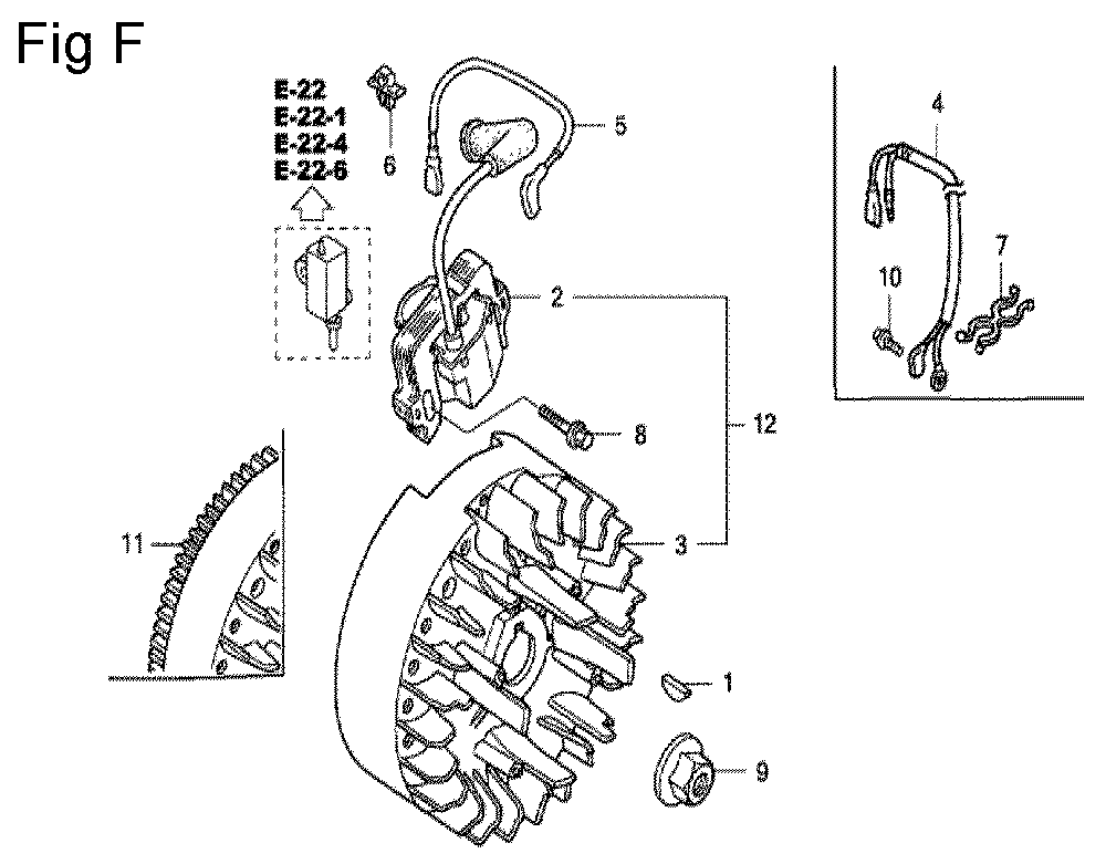 Fig-6 Diagram and Parts List for GC190A Type QHC Honda Engine