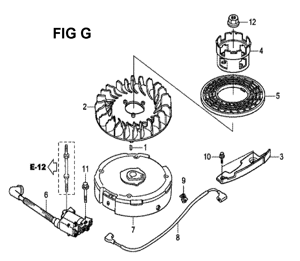 Fig-7 Diagram and Parts List for GCV190LA Type N5RB Honda Engine