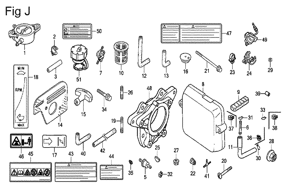 Fig-10 Diagram and Parts List for GX100U Type VEG Honda Engine