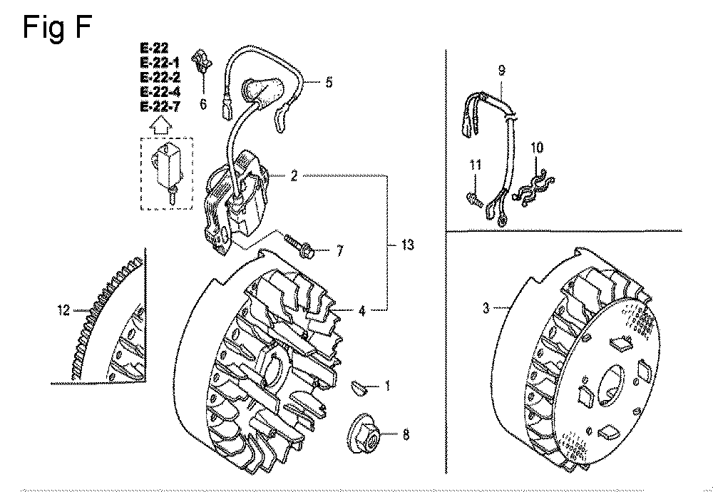 Fig-6 Diagram and Parts List for GC160 Type PHU Honda Engine