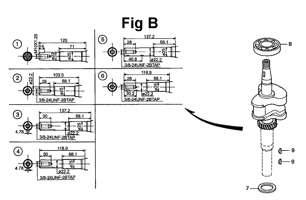 Fig-8 Diagram and Parts List for GXV140 Type A1 Honda Engine