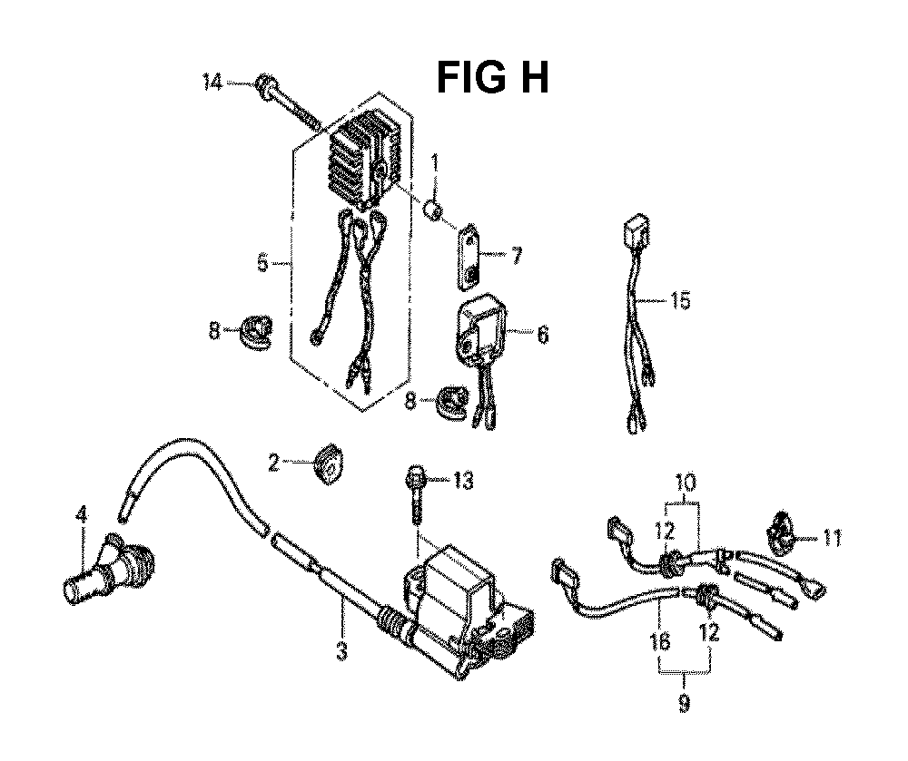 Fig-6 Diagram and Parts List for GXV340K2 Type DA33 Honda Engine