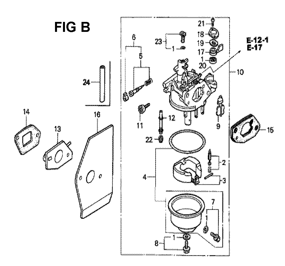 Fig-5 Diagram and Parts List for GXV160K1 Type N55 Honda Engine