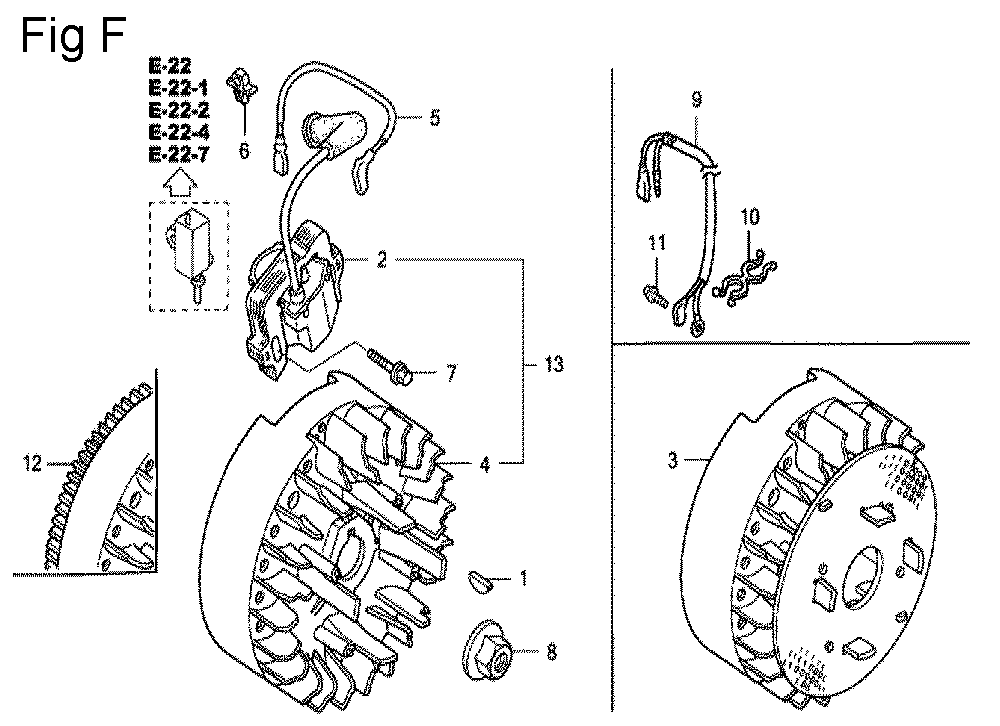 Fig-6 Diagram and Parts List for GC135 Type PHC Honda Engine
