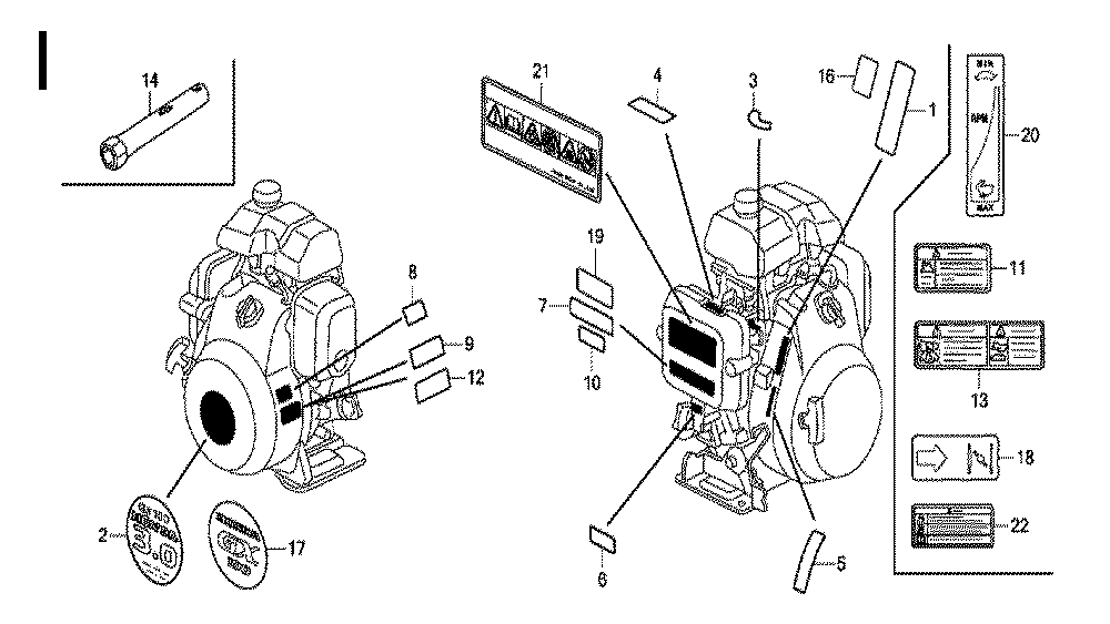Fig-9 Diagram and Parts List for GX100 Type VA2 Honda Engine
