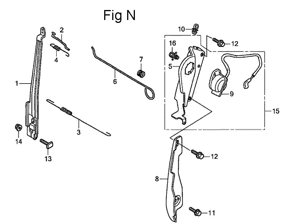 Fig-15 Diagram and Parts List for GC190LA Type QHAF Honda Engine